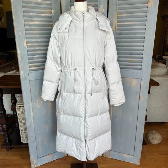 COS Hooded Recycled Down Puffer Coat Sz L Cream NWOT - Picture 2 of 16